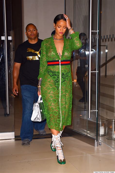 rihanna green gucci dress